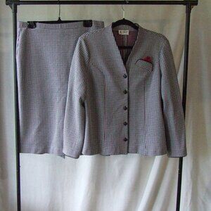 D'Allaird's skirt suit houndstooth blazer jacket skirt vintage black white 80s